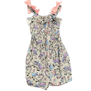 3/27$ Jenna & Jessie Unicorn Print Girls Romper with Pink Bows size 6